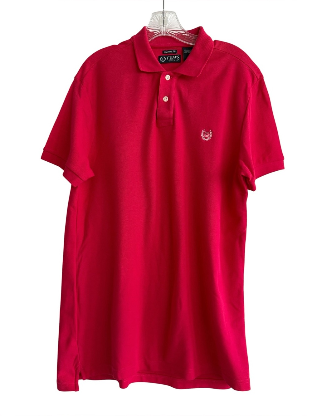 Chaps Custom Fit Men's Polo Shirt Size M in Monterey Rose Red | Spring Summer